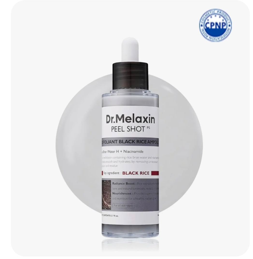 Dr.Melaxin – Peel Shot Exfoliant Ampoule de Riz Noir, 80 ml