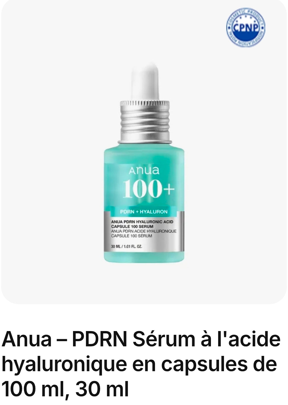 Anua – PDRN Sérum à l'acide hyaluronique en capsules de 100 ml, 30 ml