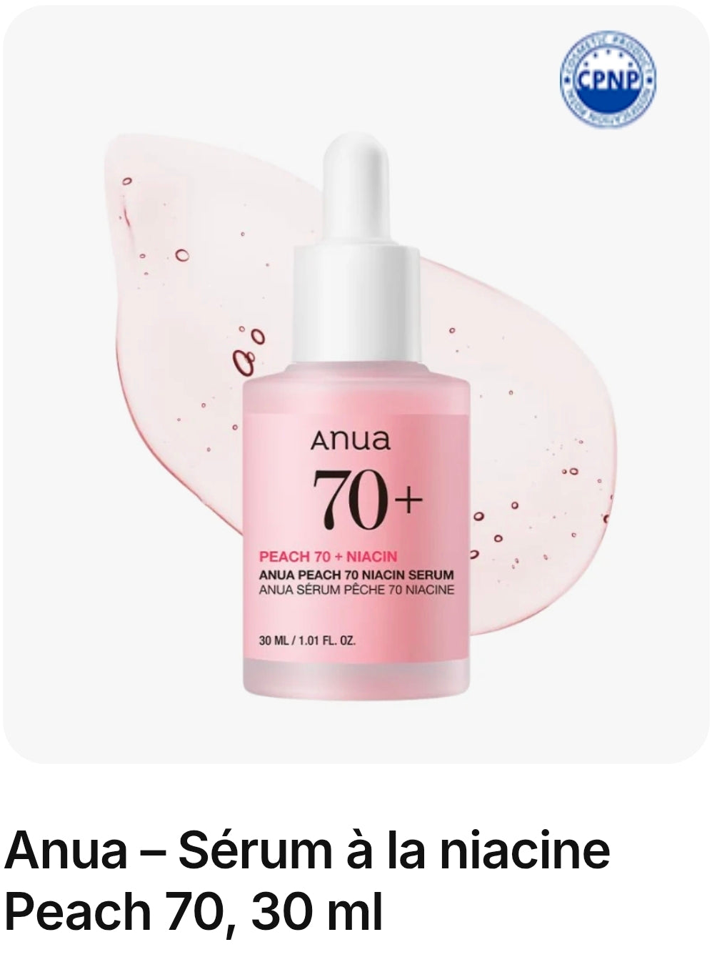 Anua – Sérum à la niacine Peach 70, 30 ml